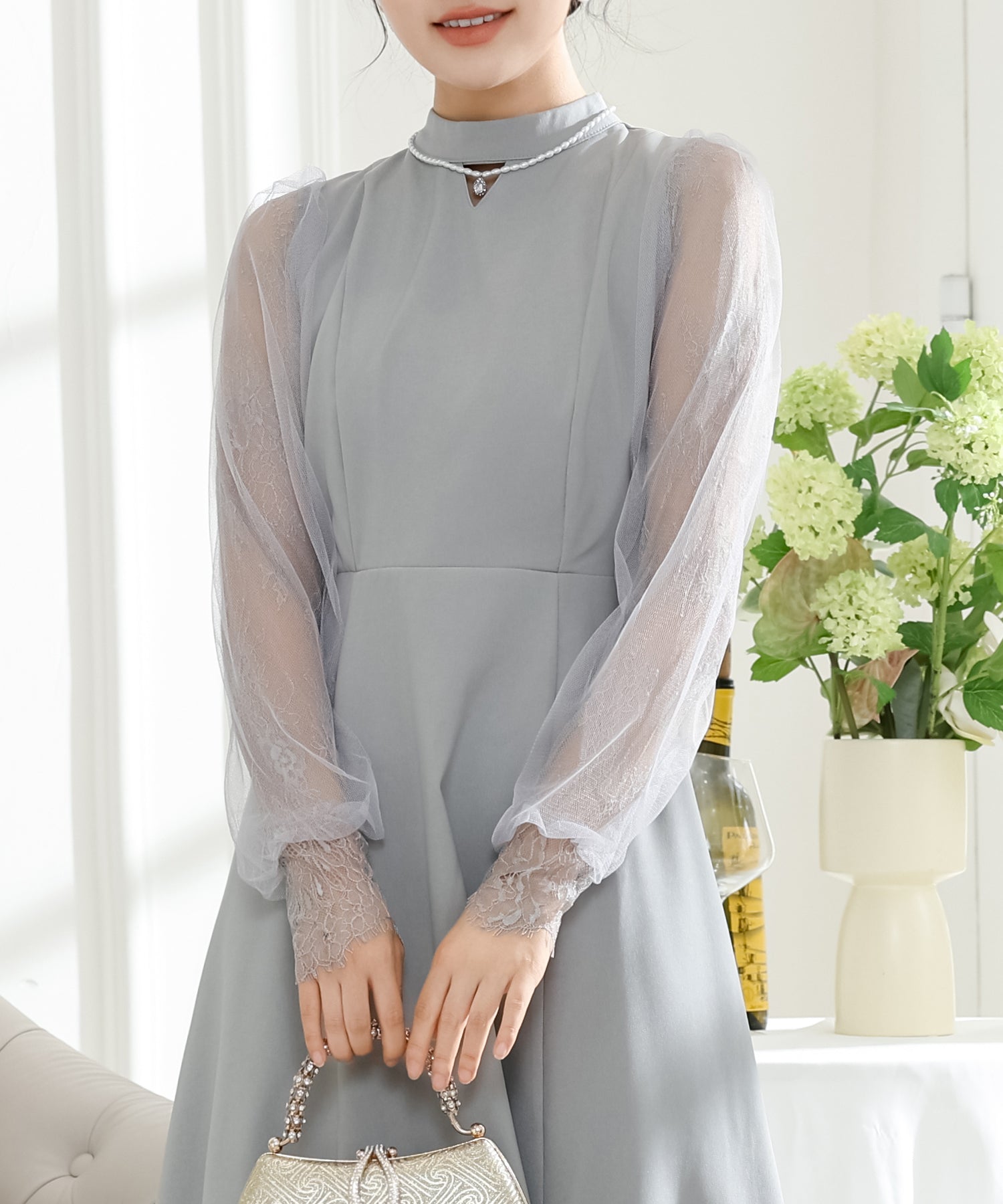 新品　クミキョク　ドッキング　レース　ロングワンピース　ネイビー 新品 クミキョク ドッキング レース ロングワンピース ネイビー