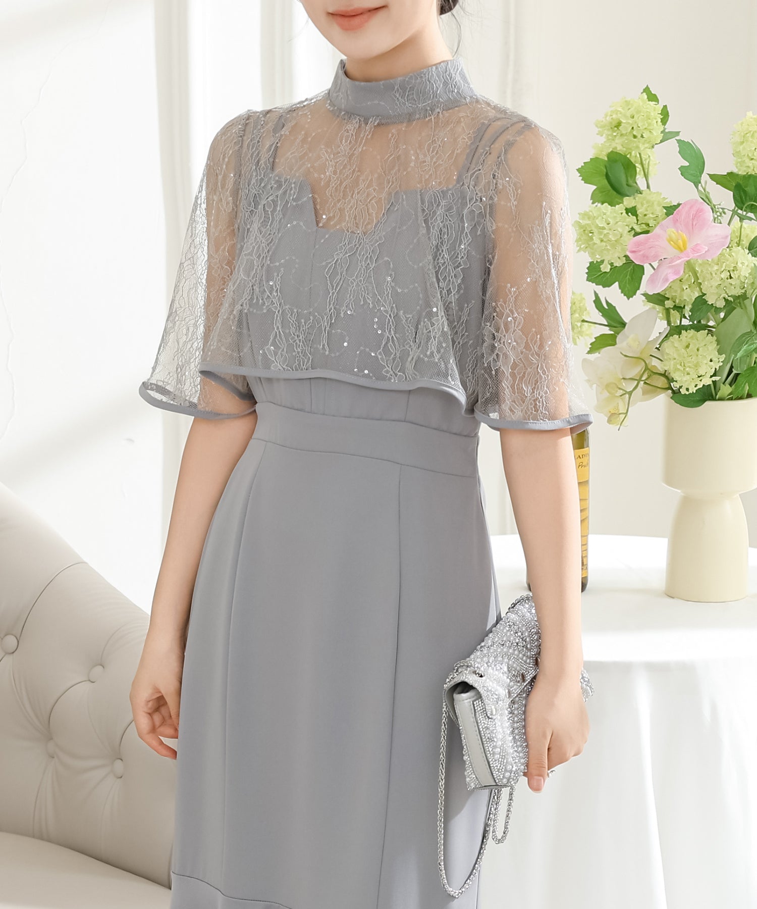 2点セット】 レース ボレロ付き Vスリット キャミソール マーメイド
