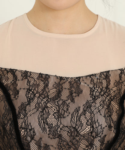 レース スパンコール ドッキング キャンディスリーブ ドレス