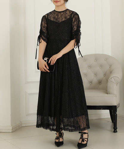 2way バックコンシャス レース 袖リボン レイヤード ドレス