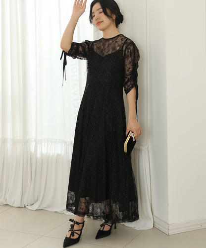 2way バックコンシャス レース 袖リボン レイヤード ドレス