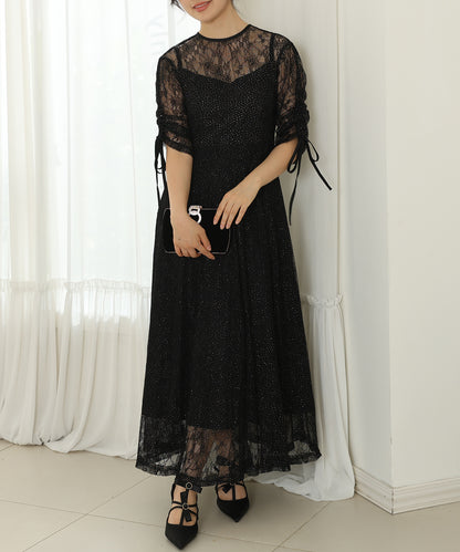 2way バックコンシャス レース 袖リボン レイヤード ドレス