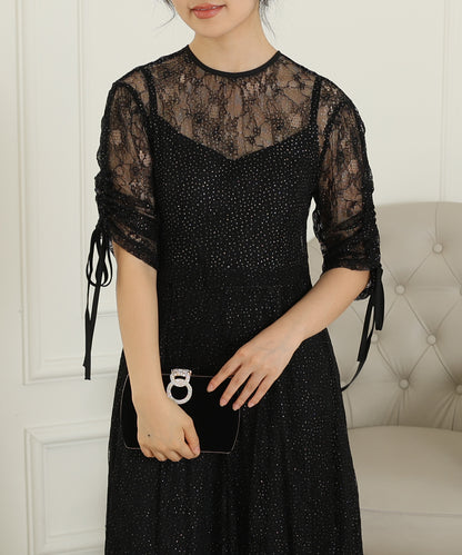 2way バックコンシャス レース 袖リボン レイヤード ドレス