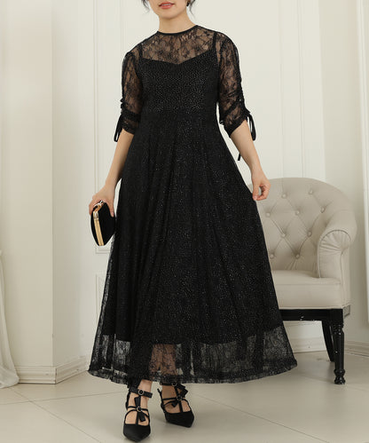 2way バックコンシャス レース 袖リボン レイヤード ドレス