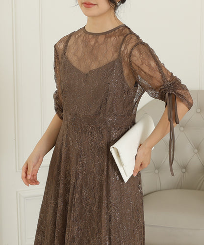 2way バックコンシャス レース 袖リボン レイヤード ドレス