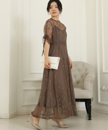 2way バックコンシャス レース 袖リボン レイヤード ドレス