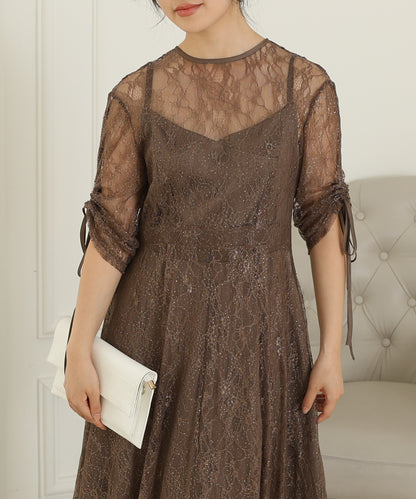 2way バックコンシャス レース 袖リボン レイヤード ドレス