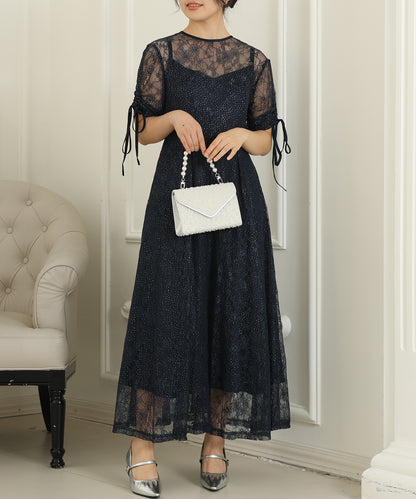 2way バックコンシャス レース 袖リボン レイヤード ドレス