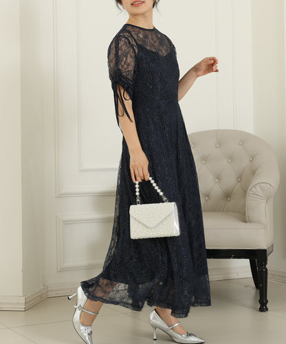 2way バックコンシャス レース 袖リボン レイヤード ドレス