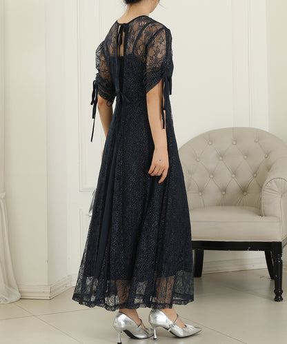 2way バックコンシャス レース 袖リボン レイヤード ドレス