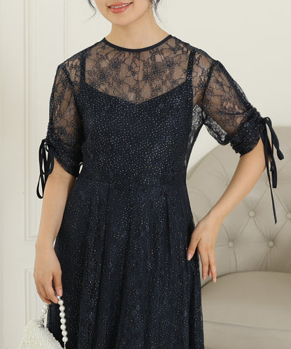 2way バックコンシャス レース 袖リボン レイヤード ドレス