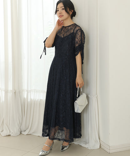 2way バックコンシャス レース 袖リボン レイヤード ドレス