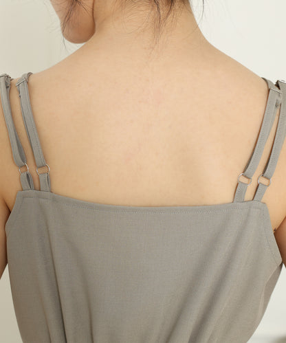 オーガンジー フリル レイヤード ロング ドレス