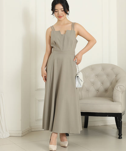 オーガンジー フリル レイヤード ロング ドレス