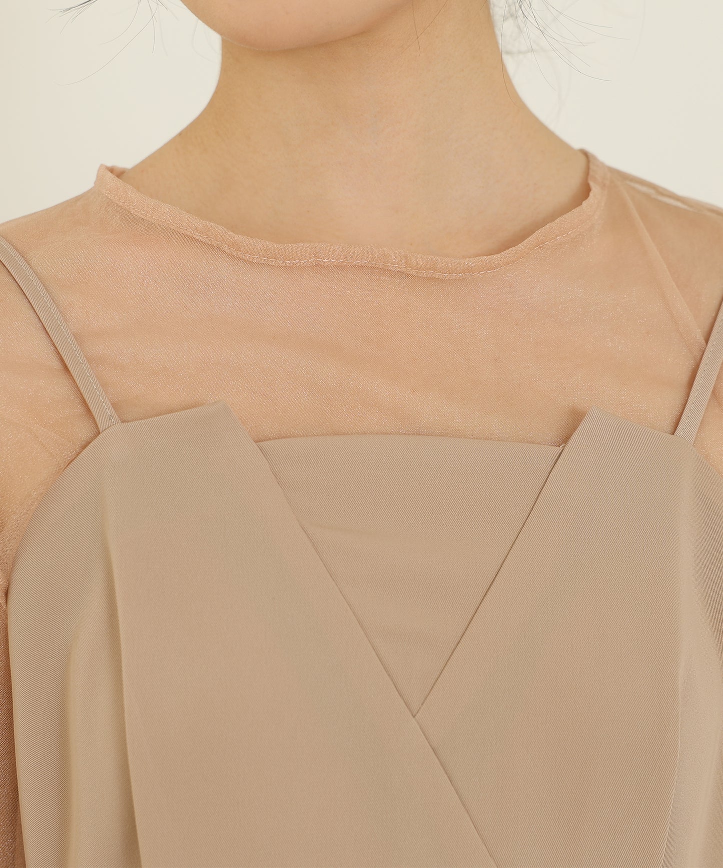 シアー レイヤード スリット入り キャミソール ドレス