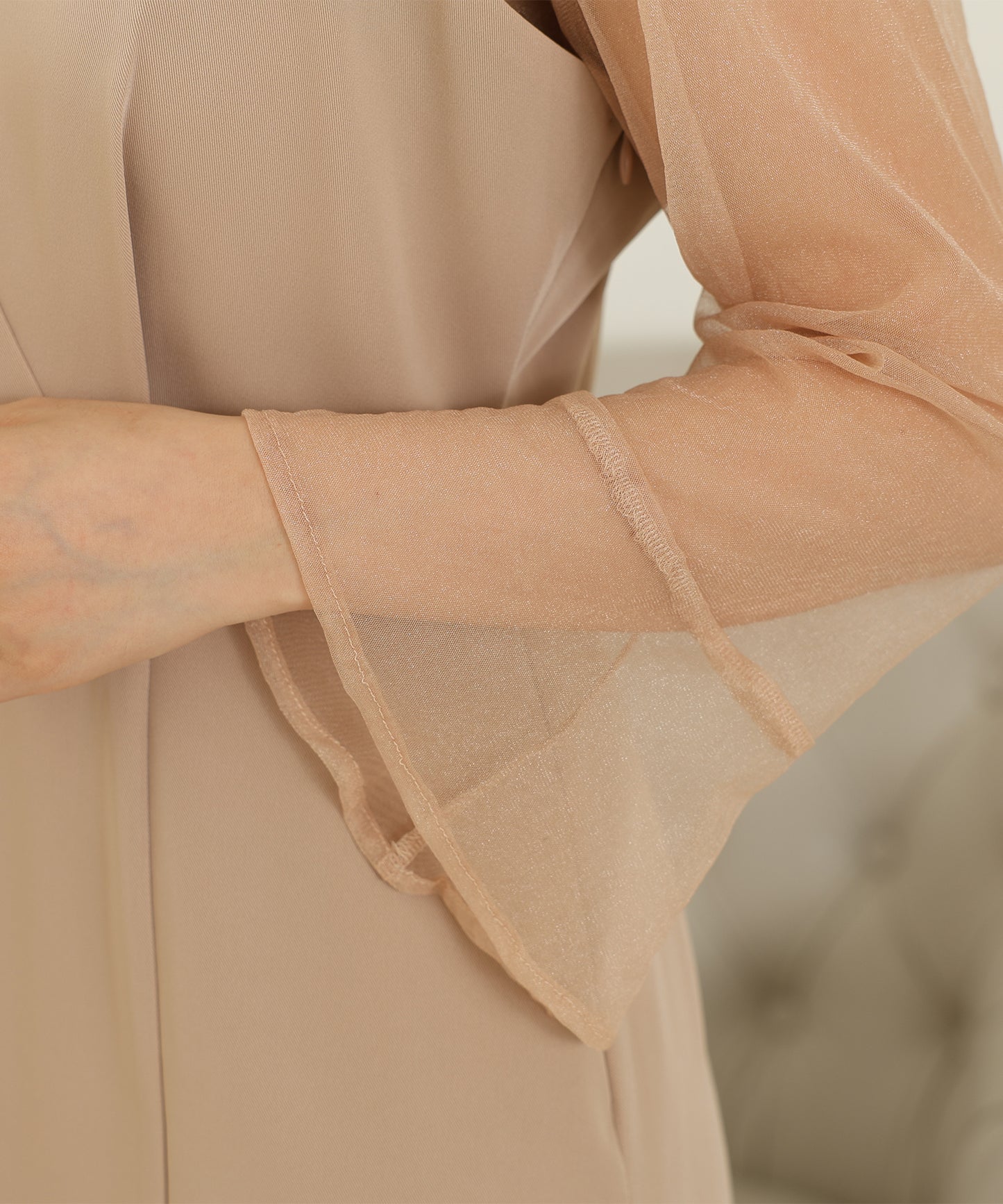 シアー レイヤード スリット入り キャミソール ドレス