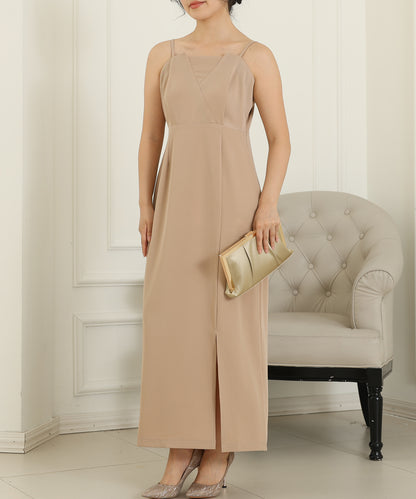 シアー レイヤード スリット入り キャミソール ドレス