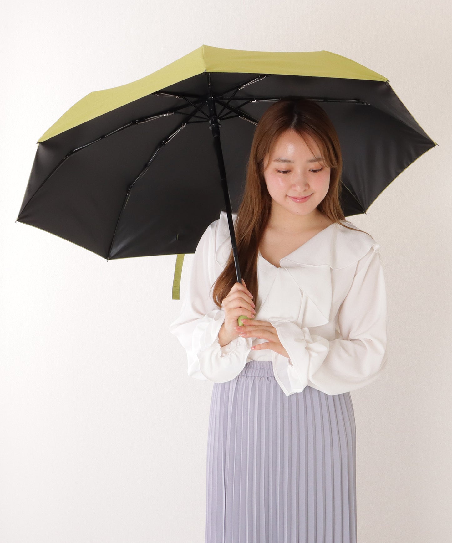 【雨晴兼用】ソリッドカラー ワンタッチ ベーシック 折りたたみ傘