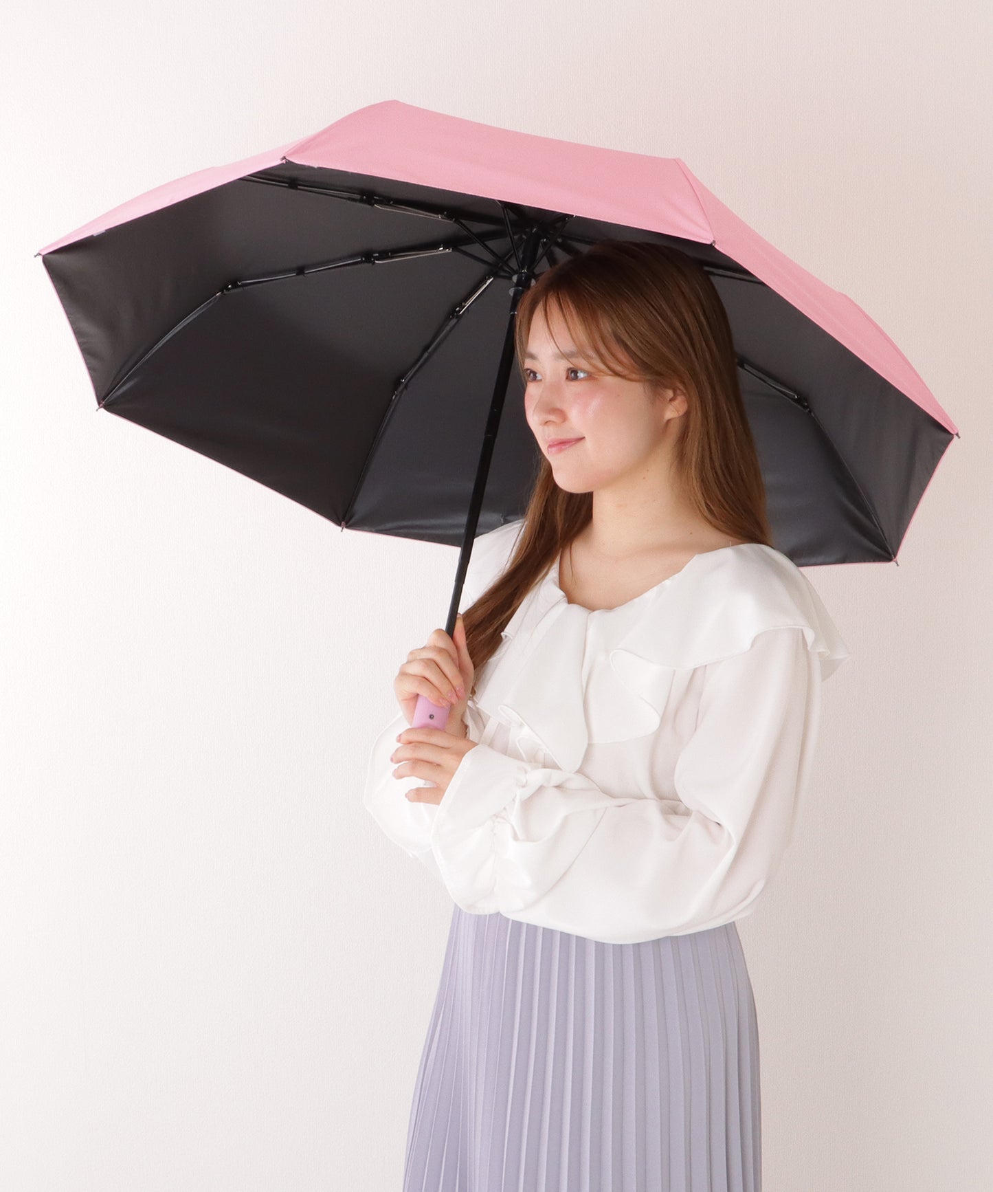 【雨晴兼用】ソリッドカラー ワンタッチ ベーシック 折りたたみ傘