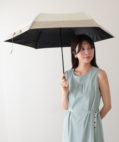 晴雨兼用 配色 ライン ハンドル付き 折りたたみ傘
