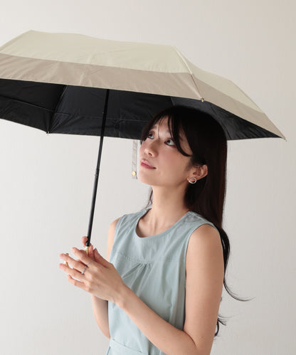 晴雨兼用 配色 ライン ハンドル付き 折りたたみ傘