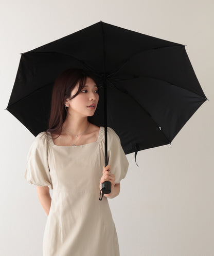 晴雨兼用 ソリッドカラー アルファベット ロゴ付き 折りたたみ傘