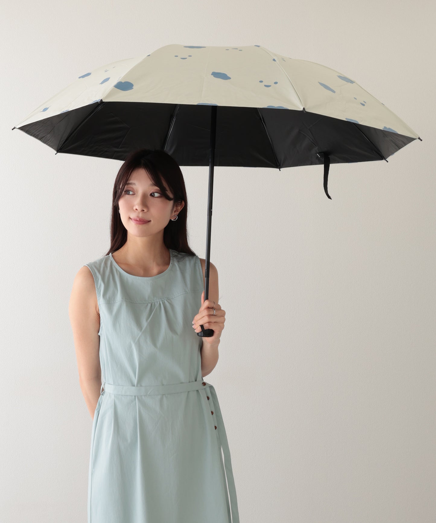 晴雨兼用 配色 クラウド ドット 折りたたみ傘