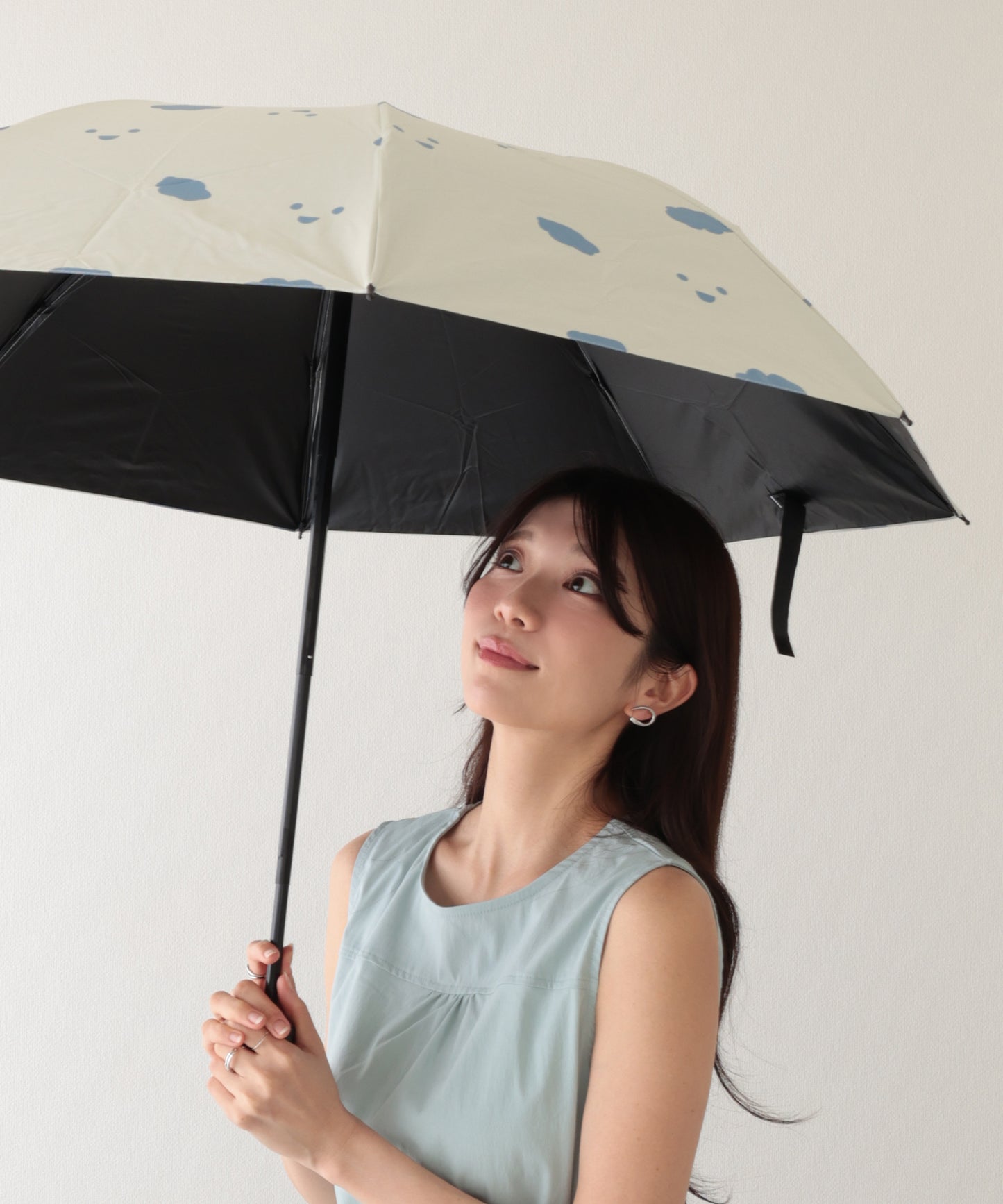 晴雨兼用 配色 クラウド ドット 折りたたみ傘