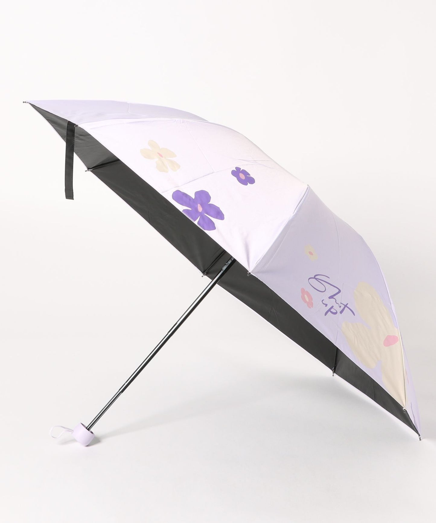 晴雨兼用 配色 フラワー コンパクト 折りたたみ傘
