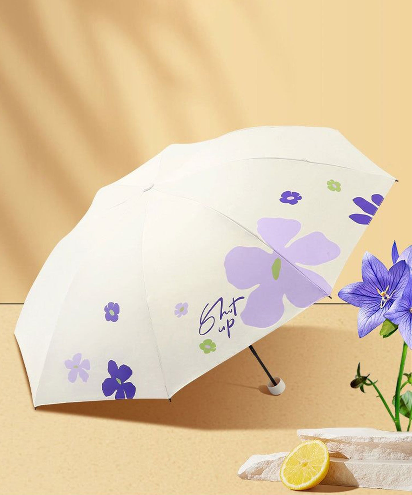 晴雨兼用 配色 フラワー コンパクト 折りたたみ傘