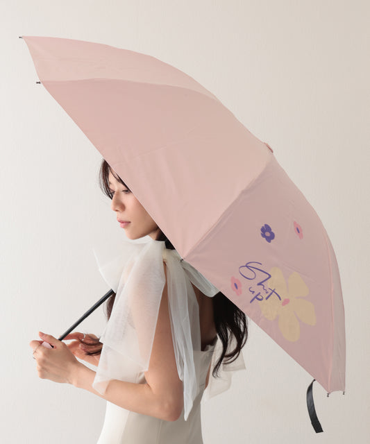 晴雨兼用 配色 フラワー コンパクト 折りたたみ傘