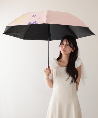 晴雨兼用 配色 フラワー コンパクト 折りたたみ傘