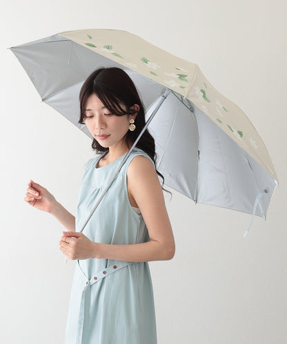 晴雨兼用 ボタニカル柄 シルキー コンパクト 折りたたみ傘