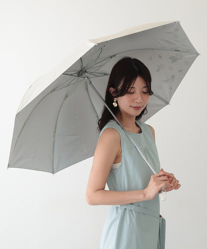 晴雨兼用 ボタニカル柄 シルキー コンパクト 折りたたみ傘