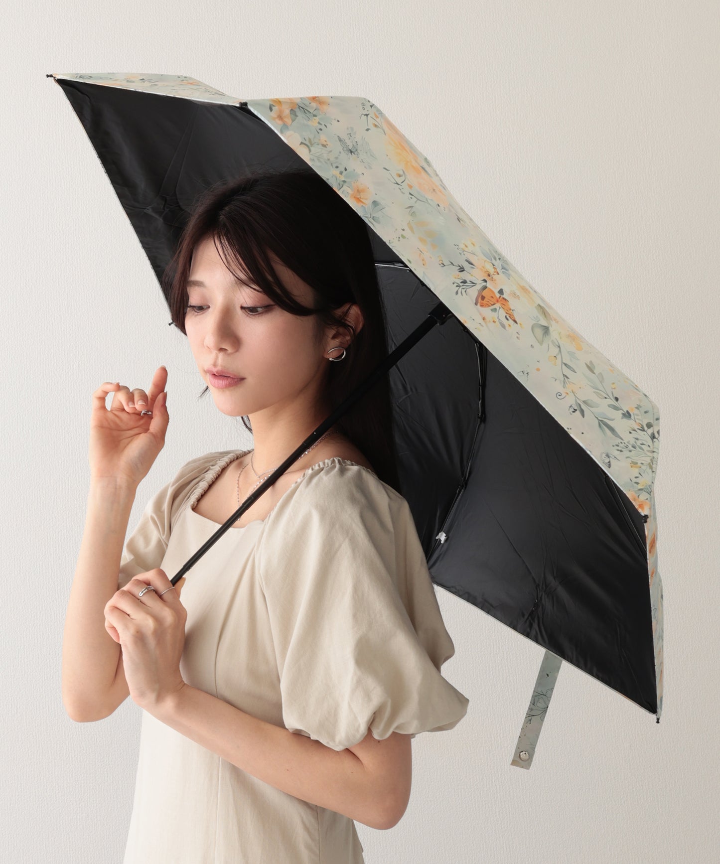 晴雨兼用 ボタニカル アート ペイント 折りたたみ傘