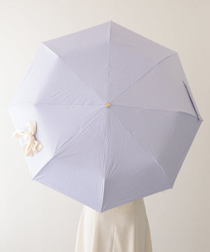 晴雨兼用 グログラン リボン付き ワンタッチ 折りたたみ傘