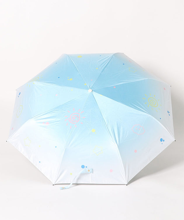 晴雨兼用 グラデーションカラー イラスト ハンドル 折りたたみ傘
