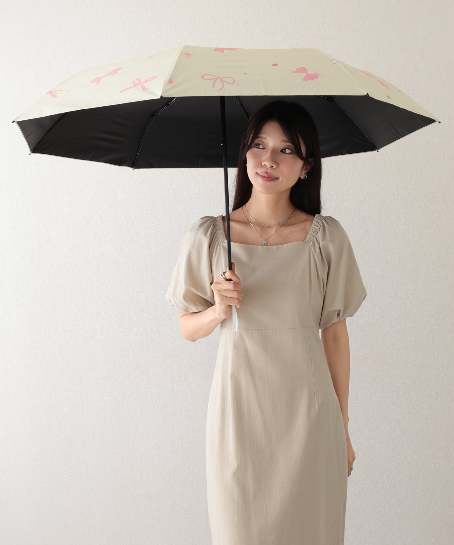 晴雨兼用 グラデーション メニー リボン 折りたたみ傘