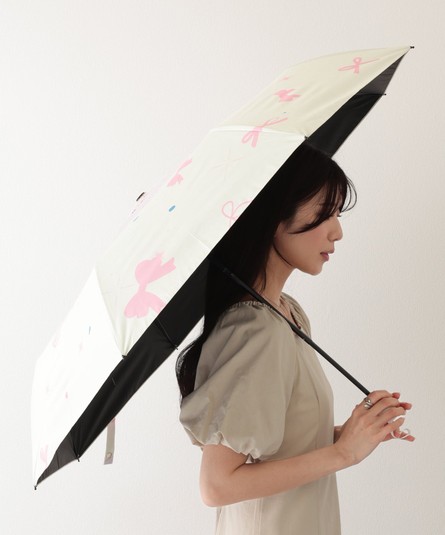 晴雨兼用 グラデーション メニー リボン 折りたたみ傘