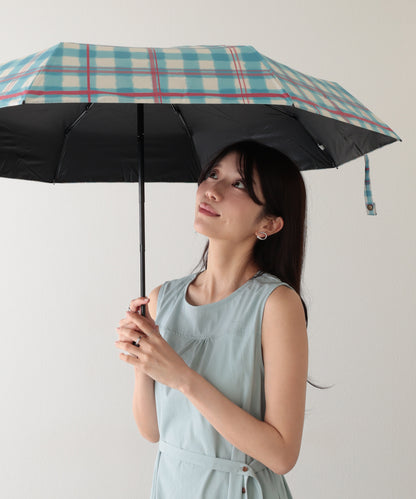 晴雨兼用 配色 チェック柄 コンパクト 折りたたみ傘