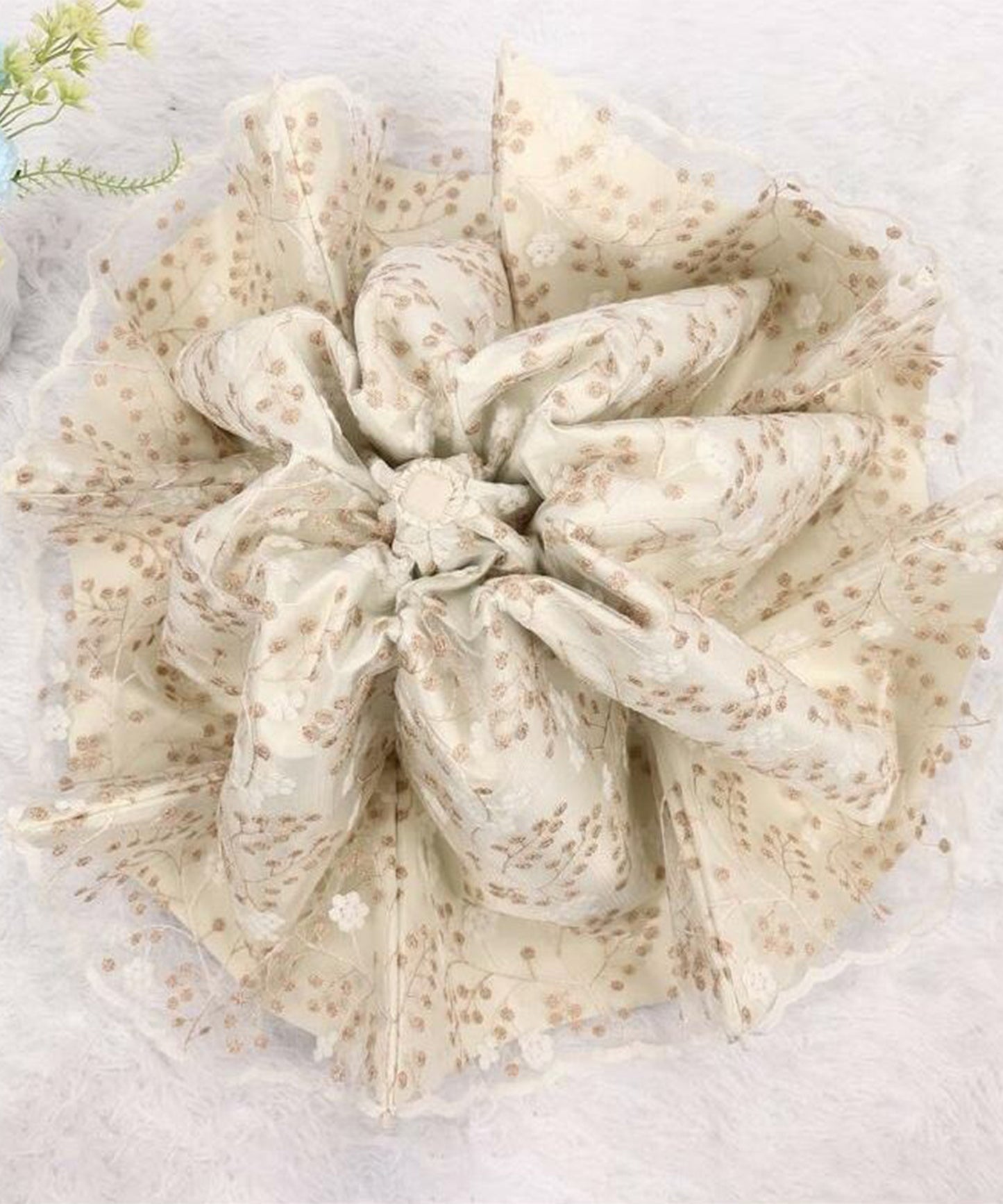 晴雨兼用 小花柄 刺繍 レース レイヤード 折りたたみ傘
