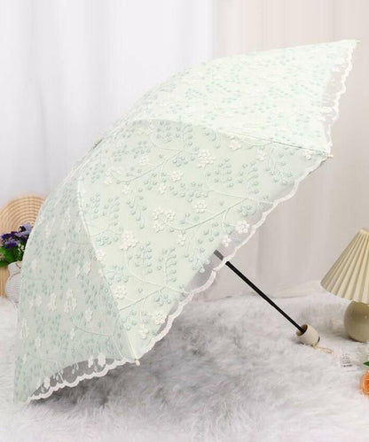 晴雨兼用 小花柄 刺繍 レース レイヤード 折りたたみ傘
