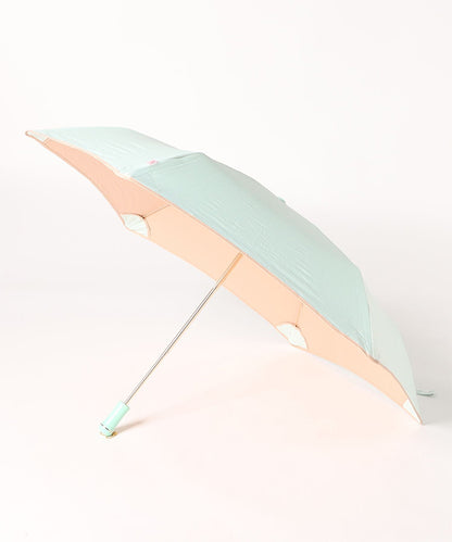 晴雨兼用 配色 ライン ストレート ハンドル 折りたたみ傘