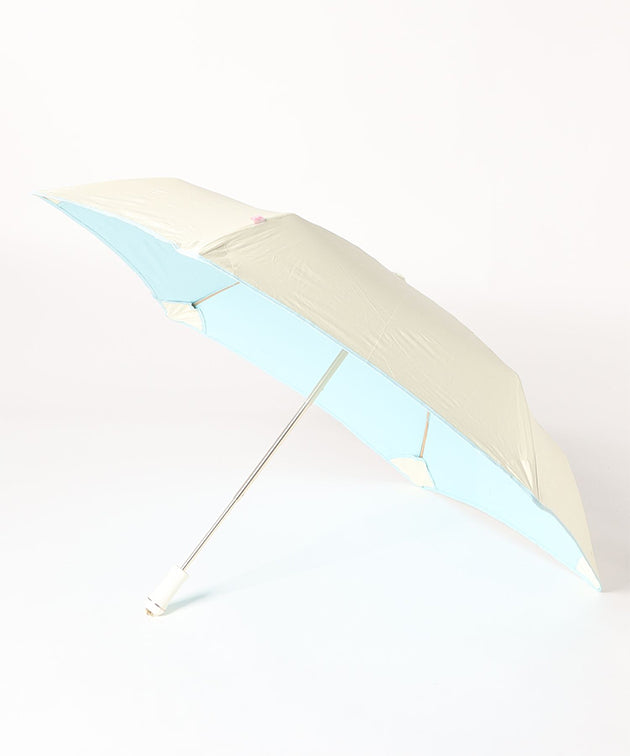 晴雨兼用 配色 ライン ストレート ハンドル 折りたたみ傘