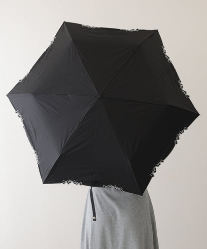 晴雨兼用 配色 リボン フレーム 折りたたみ傘
