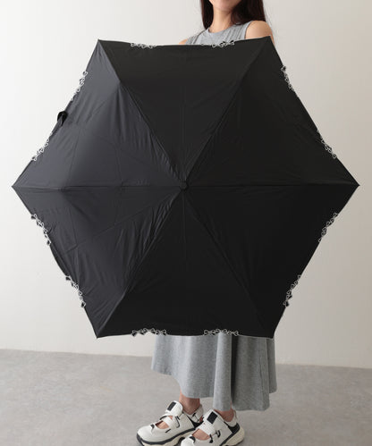 晴雨兼用 配色 リボン フレーム 折りたたみ傘