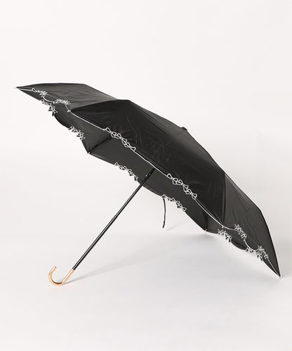 晴雨兼用 配色 リボン フレーム 折りたたみ傘