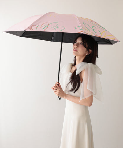 晴雨兼用 配色 フラワー 遮光 折りたたみ傘