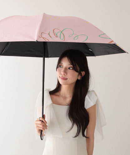 晴雨兼用 配色 フラワー 遮光 折りたたみ傘