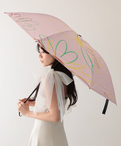 晴雨兼用 配色 フラワー 遮光 折りたたみ傘